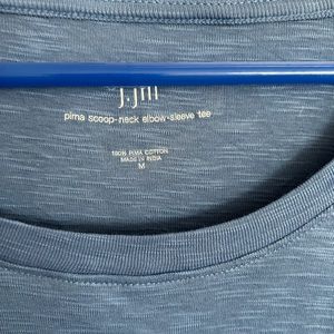 NWOT J Jill Pima Cottage Tee Shirt Top Blue on Blue Textured SZ Medium- Large